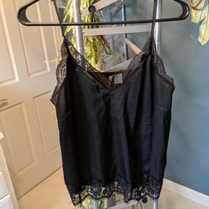 H&M Black Satin Lace Lined Camisole